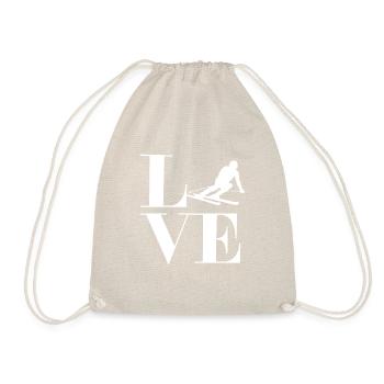 Love heart skiing winter holiday slope - Drawstring Bag - nature - Front