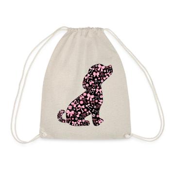 Cute Pink Dog Bow Cute Gift - Drawstring Bag - nature - Front