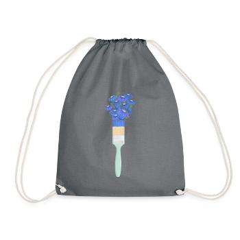 Floral paint brush - Drawstring Bag - grey - Front