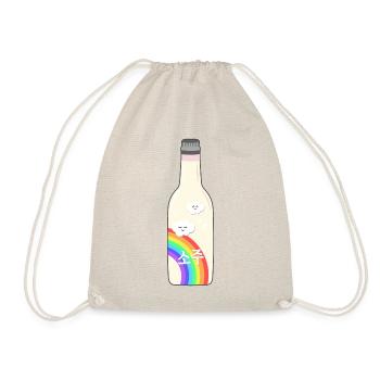 Rainbow Soju Bottle | 한국 | Korean | Pride - Drawstring Bag - nature - Front