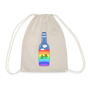 Rainbow Soju Bottle | 한국 | Korean | Pride - Drawstring Bag - nature - Front