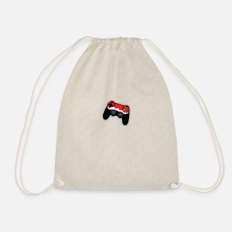 Red & Black Christmas Game Controller - Drawstring Bag - nature