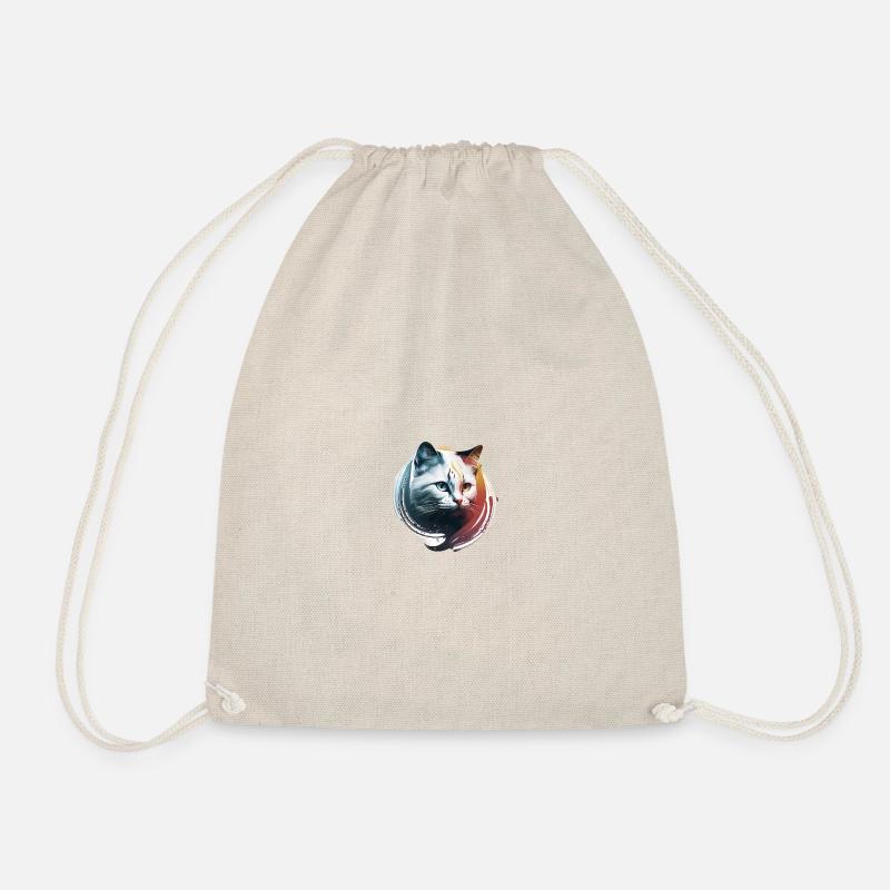 White cat contrast cold heat - Drawstring Bag - nature