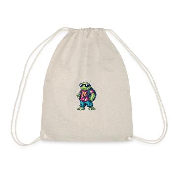 Turtle Comic Cool Summer - Drawstring Bag - nature - Front