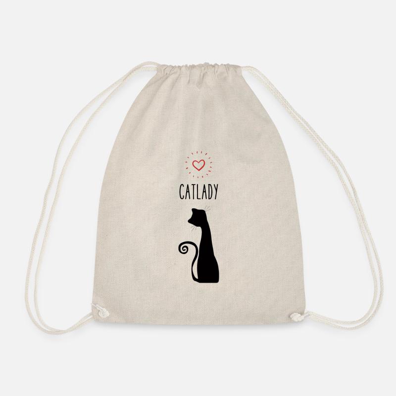 Catlady mit Herz - Turnbeutel - Natur