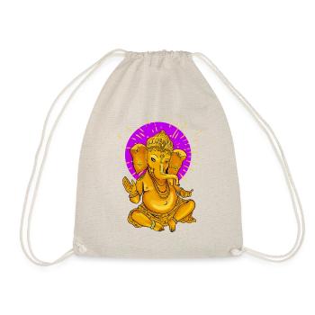 yoga namaste buddha elephant ganesha gold sun om - Drawstring Bag - nature - Front