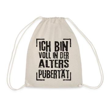 Lustiger Spruch - ALTERSPUBERTÄT - schwarz - Turnbeutel - Natur - Vorne