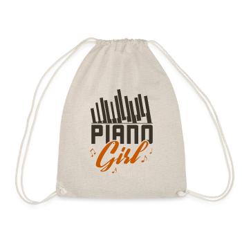 Netter Klavier-Mädchen-Pianist und Girly Musiker-Geschenk - Turnbeutel - Natur - Vorne