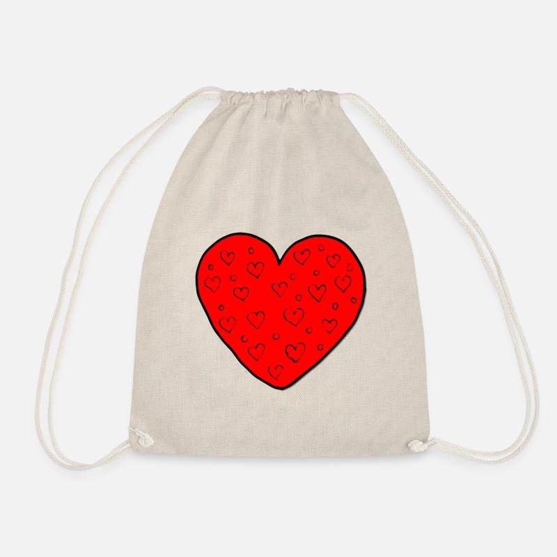 Großes Herz Design mit kleinen Herzen Top Geschenk - Turnbeutel - Natur