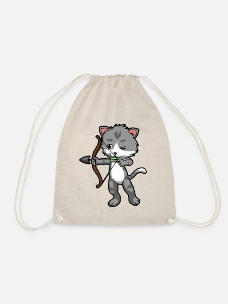 Amour Katze mit Pfeil und Bogen Schütze - Turnbeutel - Natur