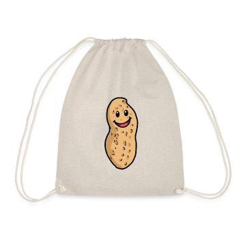 peanut nuts funny cheerful emotion kids baby - Drawstring Bag - nature - Front