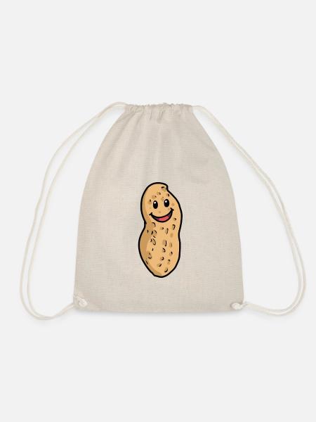 peanut nuts funny cheerful emotion kids baby - Drawstring Bag - nature