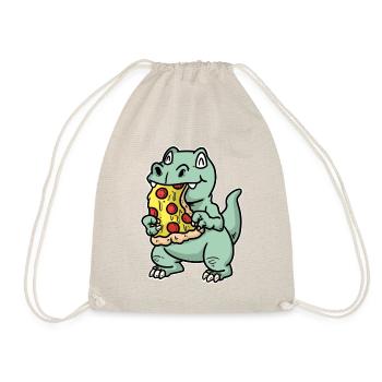 Small dino with pizza - Drawstring Bag - nature - Front