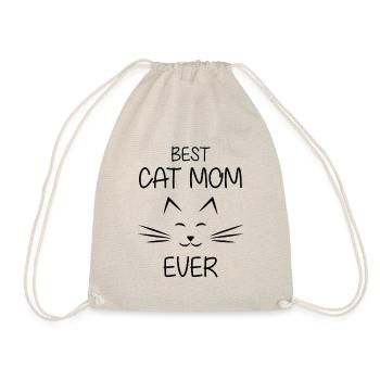 BEST CAT MOM EVER perfect gift ideas - Drawstring Bag - nature - Front