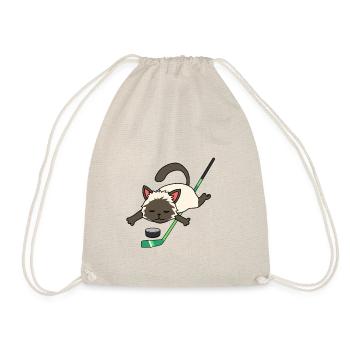 Katze Eishockey Wintersport Hockey Katzen Puck - Turnbeutel - Natur - Vorne