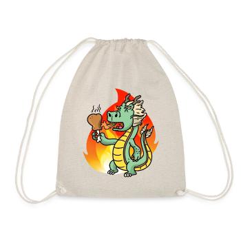 Little dragon grill chicken hunger Dino KInd - Drawstring Bag - nature - Front