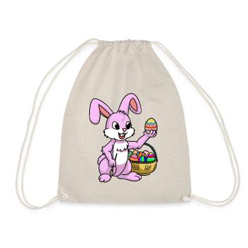 Pink Easter Bunny Egg Easter Bunny Painting Child Easter Eggs - Drawstring Bag - nature - Front