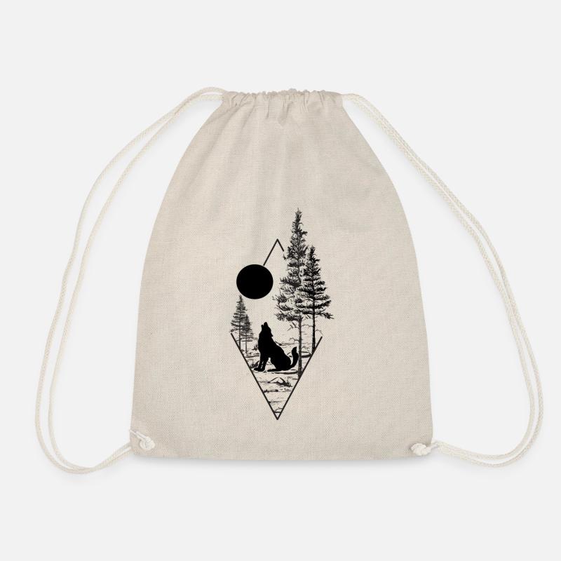 Moon and the wolf - Drawstring Bag - nature