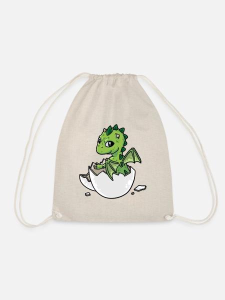 Baby Geburt Ei Eier schlüpfen Dino Drachen Fantasy - Turnbeutel - Natur