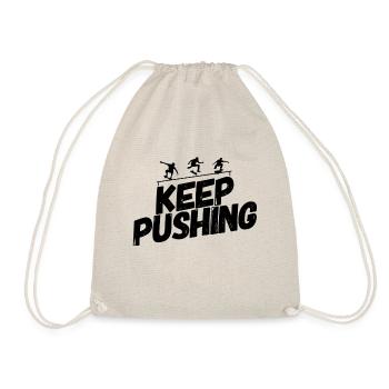 Skate Skater Skateboard Skaten Keep Pushing - Turnbeutel - Natur - Vorne