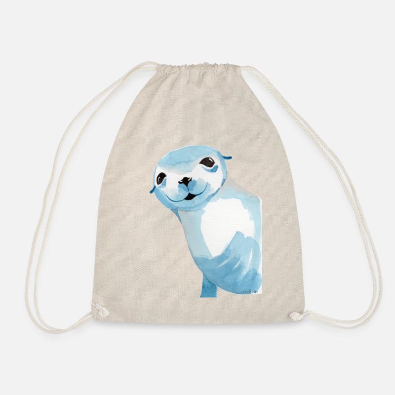 Robbe Seehund Tier Raubtier schwimmen Geschenk - Turnbeutel - Natur