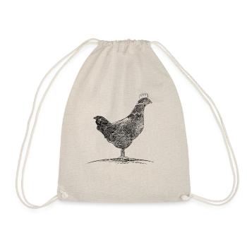 Lustiges Huhn im Stroh Hühner Geschenk - Turnbeutel - Natur - Vorne