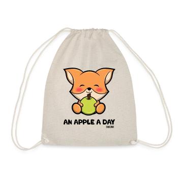 Apple fox sweet child organic healthy vitamins gift - Drawstring Bag - nature - Front