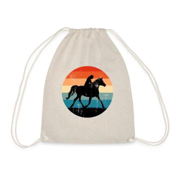 Retro Reiten Vintage Pferd - Turnbeutel - Natur - Vorne