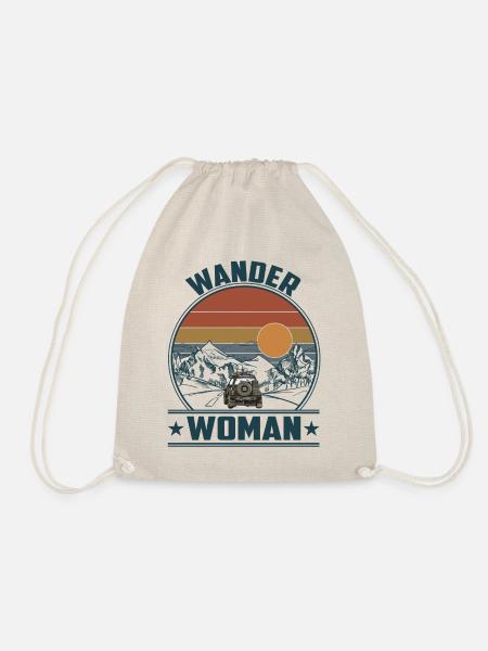 Wander Woman Camping Hiking Vintage Sunset Jeep - Turnbeutel - Natur