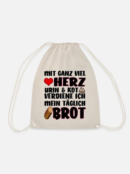 Herz Urin Kot Brot lustiges Geschenk - Turnbeutel - Natur
