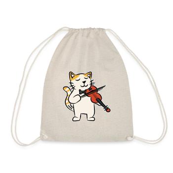 Cadeau pour enfants instrument de musique violon chat - Sac de sport léger - nature - Devant