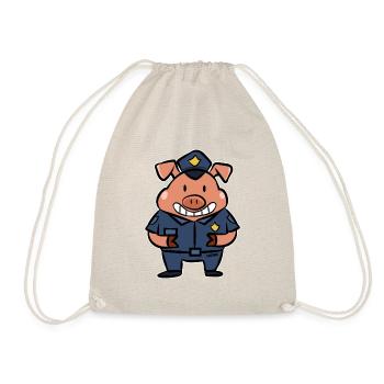 Police Security Piglet Kids Pig Gift - Drawstring Bag - nature - Front