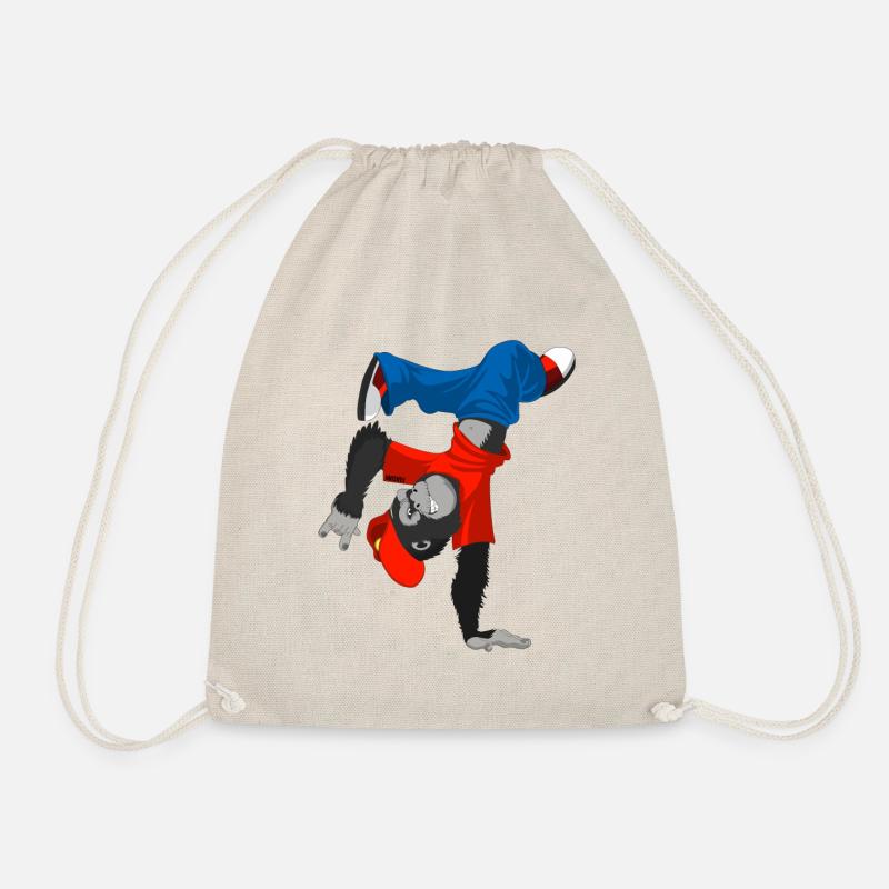 Gorilla Monkey Zoo Breakdance Dancing Kids Gift - Drawstring Bag - nature