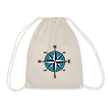Compass Nautical Sailor Ahoi Wind Rose Trip - Drawstring Bag - nature - Front