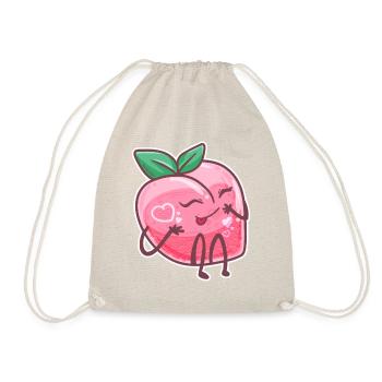 Pfirsich Frucht Steinobst Pflanze vegan Rose Baum - Turnbeutel - Natur - Vorne