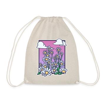 beautiful spring picture with flowers and clouds sky - Drawstring Bag - nature - Front