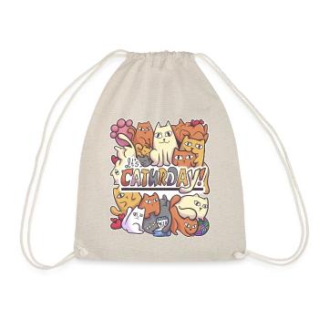 Caturday cat pet cuddle family gift - Drawstring Bag - nature - Front