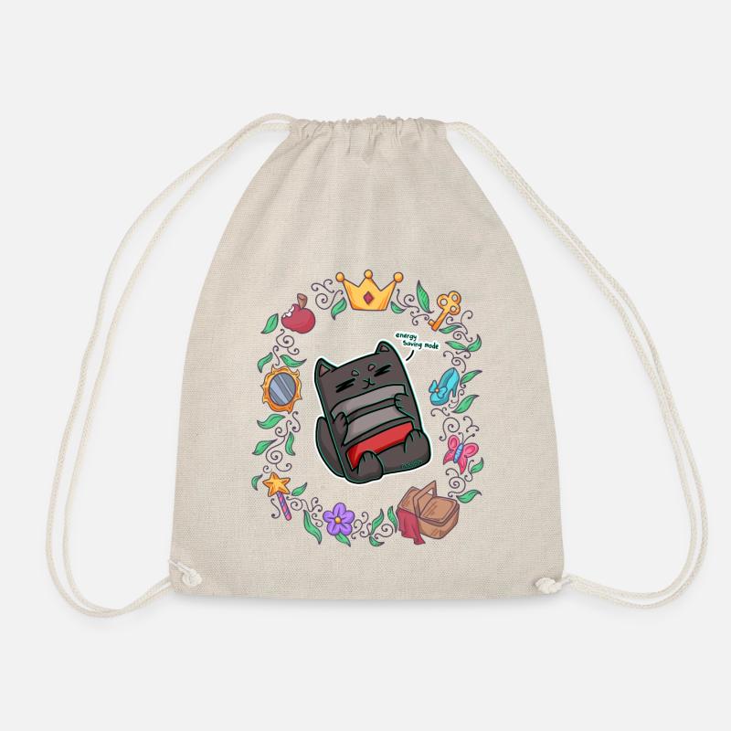 lazy cat chill out fairy tale - Drawstring Bag - nature