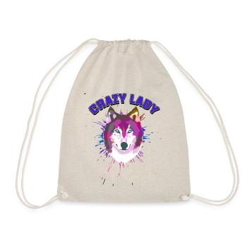 Wolf crazy lady - Drawstring Bag - nature - Front