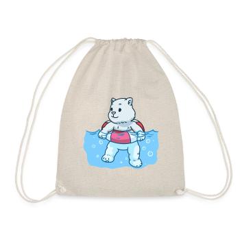 Baby Eisbär Schwimmring Kinder Kind schwimmen - Turnbeutel - Natur - Vorne