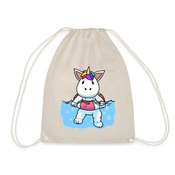 Einhorn Baby Schwimmen Schwimmbad Freizeit Kinder - Turnbeutel - Natur - Vorne