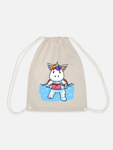 Einhorn Baby Schwimmen Schwimmbad Freizeit Kinder - Turnbeutel - Natur