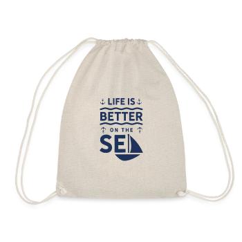 Sailboat sailor sailing yacht captain sailing sail - Drawstring Bag - nature - Front