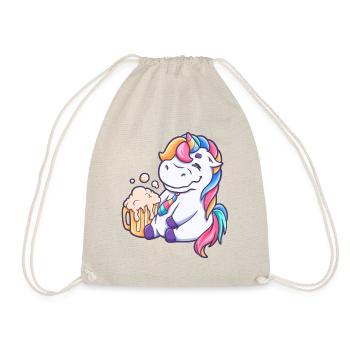 betrunkenes Einhorn trinkt Bier Unicorn - Turnbeutel - Natur - Vorne