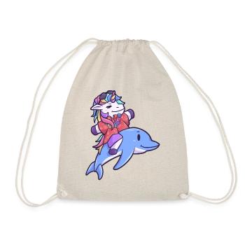 Hawaii unicorn dolphin vacation summer - Drawstring Bag - nature - Front