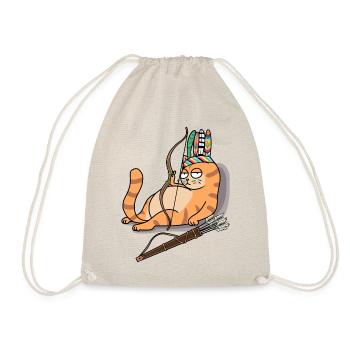 Indianer Katze Krieger Fasching Fantasy Katzen - Turnbeutel - Natur - Vorne