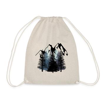 Forest Mountains Nature Wilderness black white Scouts - Drawstring Bag - nature - Front