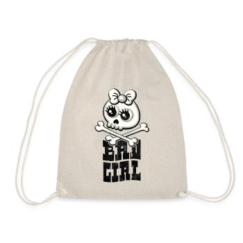 Bad Girl Totenkopf T-Shirt | im Comic Style - Turnbeutel - Natur - Vorne