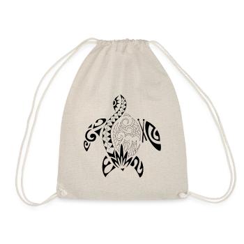 Tattoo polynesian black turtle - Drawstring Bag - nature - Front