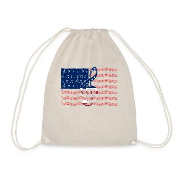 Musician American Flag Musical Notes T Shirt - Turnbeutel - Natur - Vorne